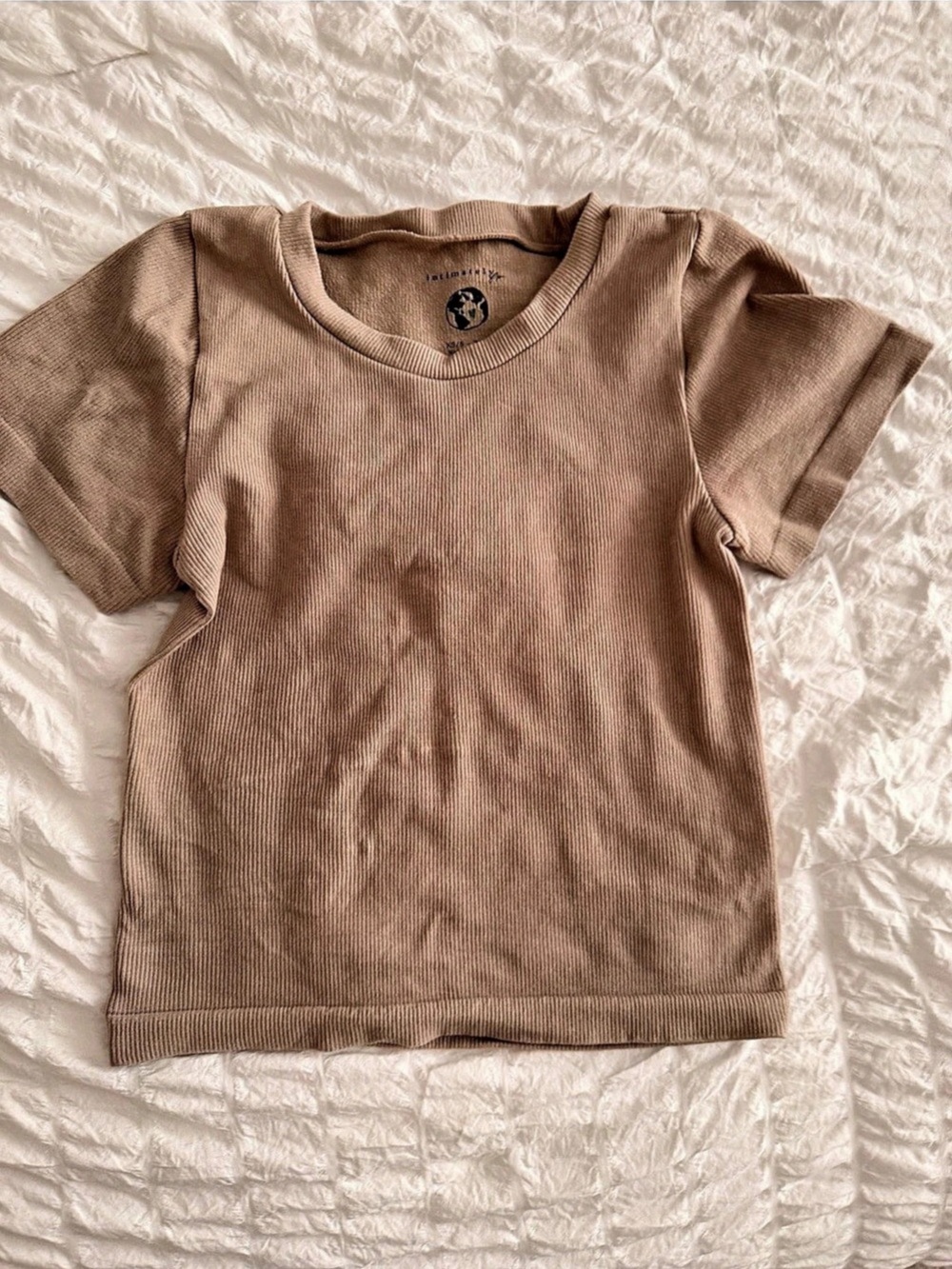Free People Ribbed Short Sleeve Top in Brown Like New